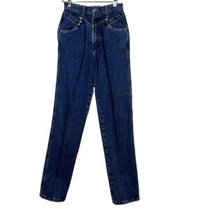 Vintage Rockies Zip Fly High Waist Dark Wash Rivets - 7/8